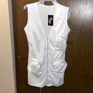All white zip up cargo dress